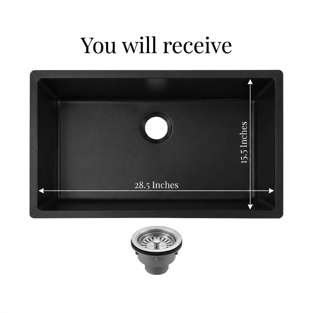 Black Granite Undermount Single Bowl Kitchen Sink