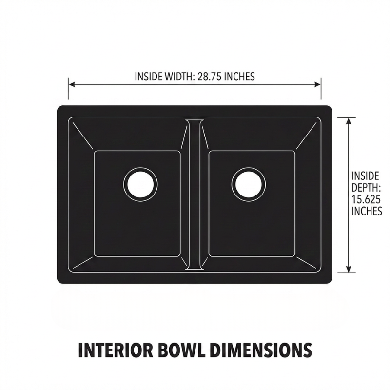 Black Granite Undermount Double Bowl Kitchen Sink