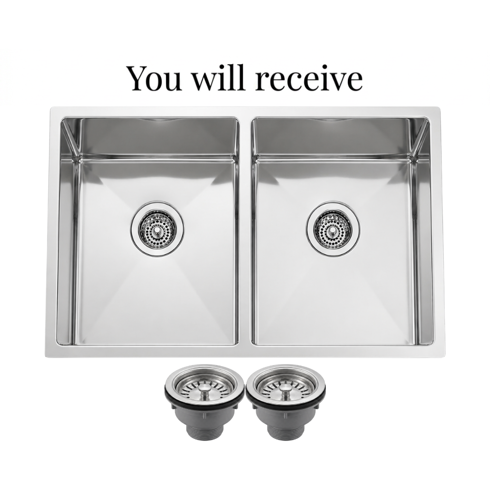 Rectangular Stainless Steel Double Bowl Kitchen Sink