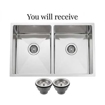 Rectangular Stainless Steel Double Bowl Kitchen Sink