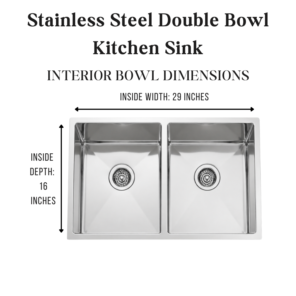Rectangular Stainless Steel Double Bowl Kitchen Sink