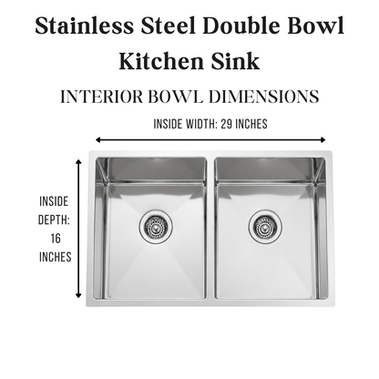 Rectangular Stainless Steel Double Bowl Kitchen Sink