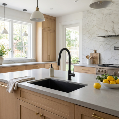Black Granite Undermount Single Bowl Kitchen Sink