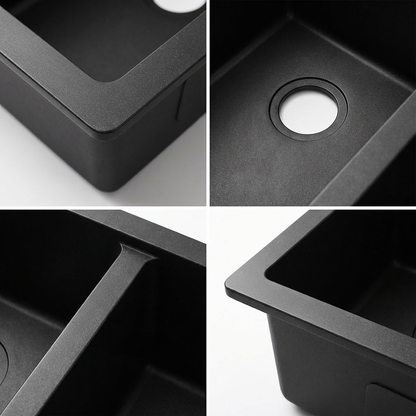 Black Granite Undermount Double Bowl Kitchen Sink