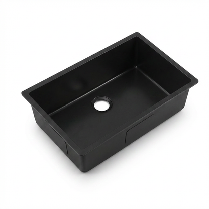 Black Granite Undermount Single Bowl Kitchen Sink