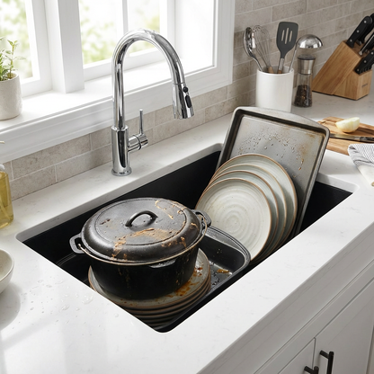 Black Granite Undermount Single Bowl Kitchen Sink