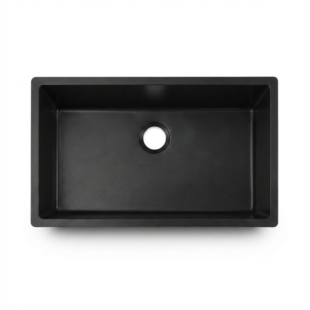Black Granite Undermount Single Bowl Kitchen Sink