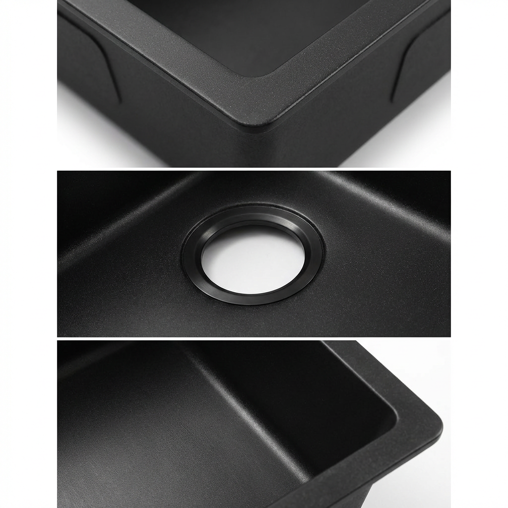 Black Granite Undermount Single Bowl Kitchen Sink