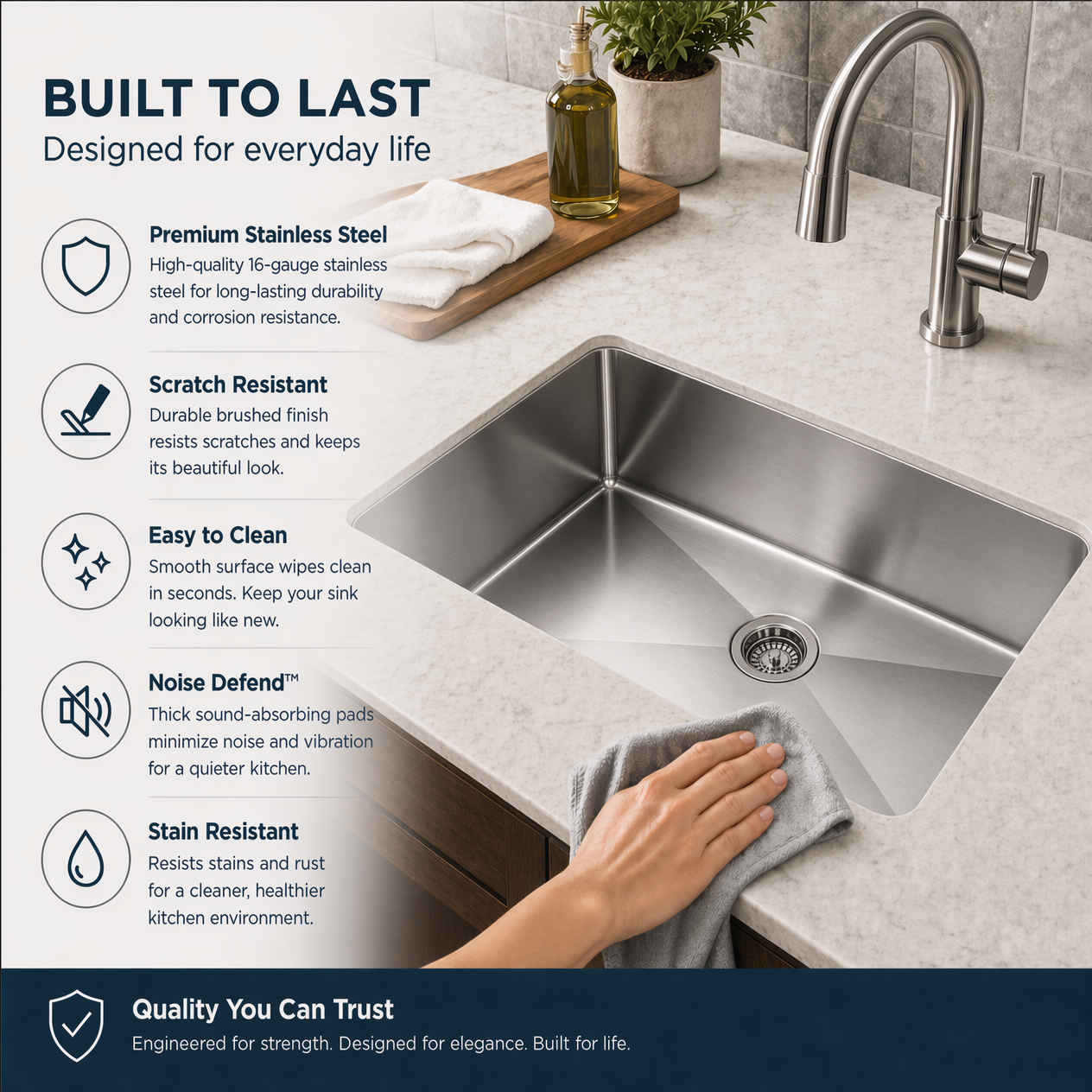 Rectangular Stainless Steel Single Bowl Kitchen Sink